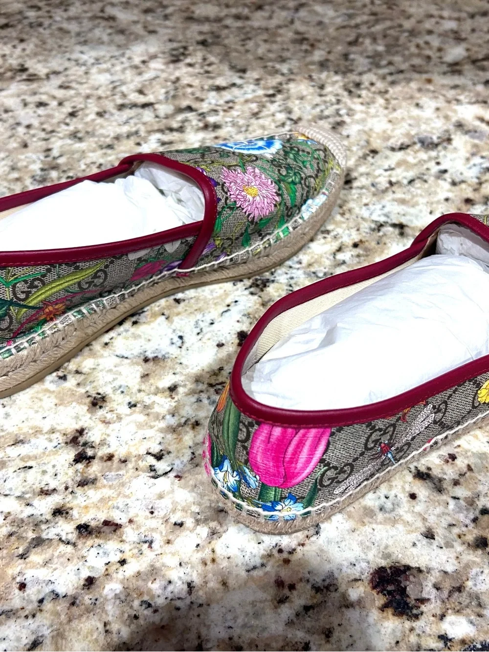 Gucci Floral Canvas Espadrilles in Pink and Green